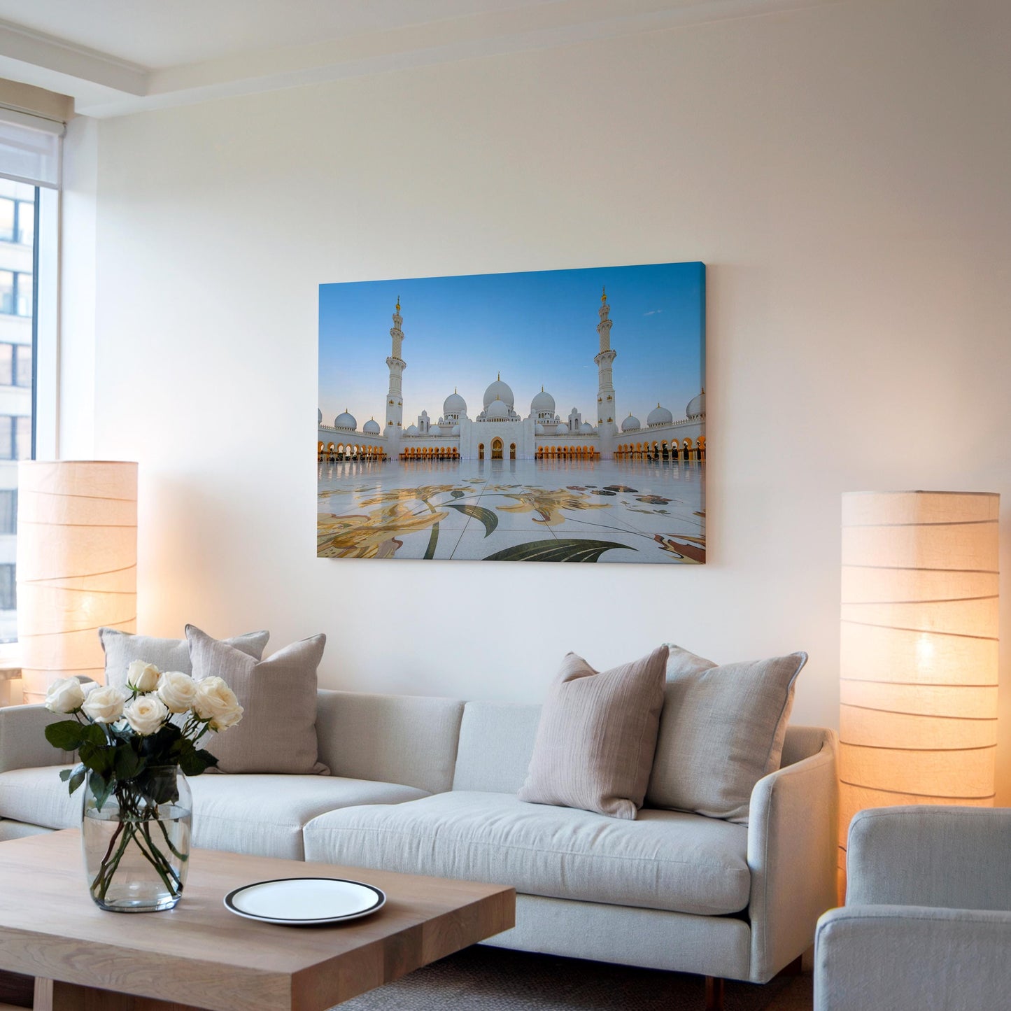 Sheikh Zayed Grand Mosque Canvas, Abu Dhabi Canvas Print, Islamic Architecture Decor, UAE Mosque Art, Mosque Canvas, Islamic Wall Art