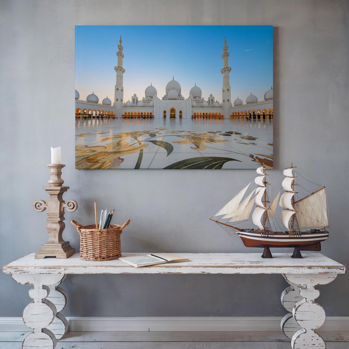 Sheikh Zayed Grand Mosque Canvas, Abu Dhabi Canvas Print, Islamic Architecture Decor, UAE Mosque Art, Mosque Canvas, Islamic Wall Art