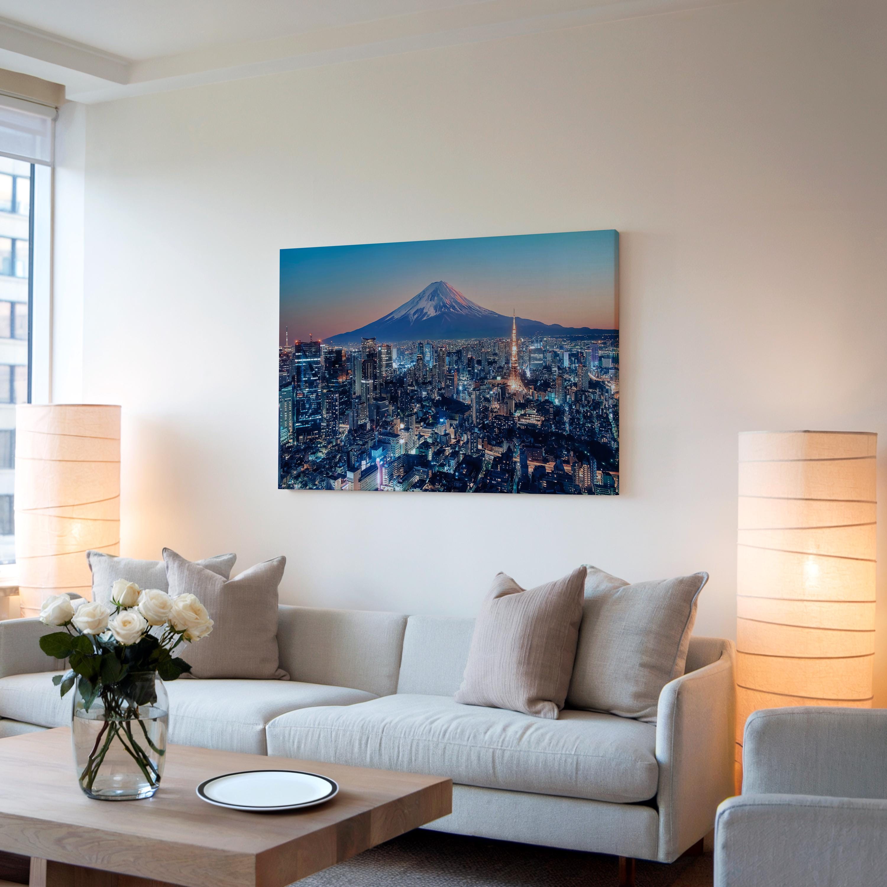 Tokyo Skyline Sunset Canvas, Japan Cityscape Wall Art